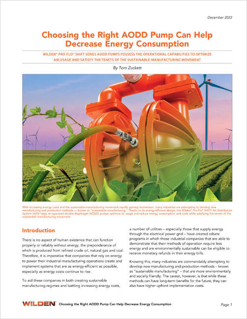 Choosing the Right AODD Pump Can Help Decrease Energy Consumption