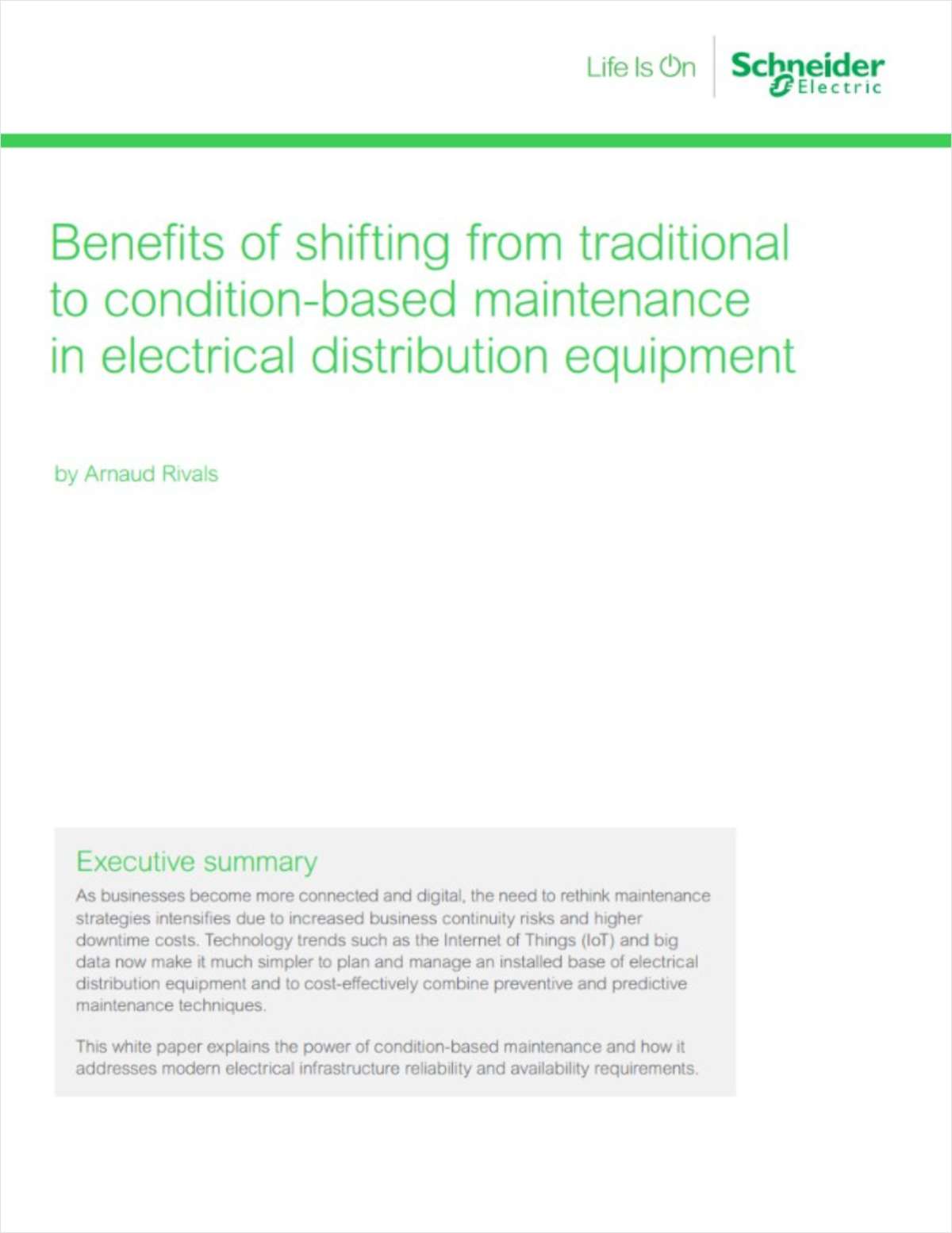 Benefits of shifting from traditional to condition-based maintenance in electrical distribution equipment