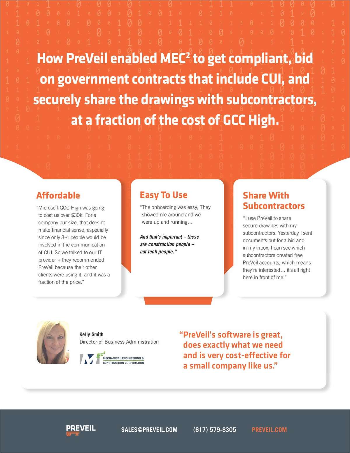 How PreVeil enabled MEC2 to get compliant, bid on government contracts that include CUI, and securely share the drawings with subcontractors,at a fraction of the cost of GCC High.