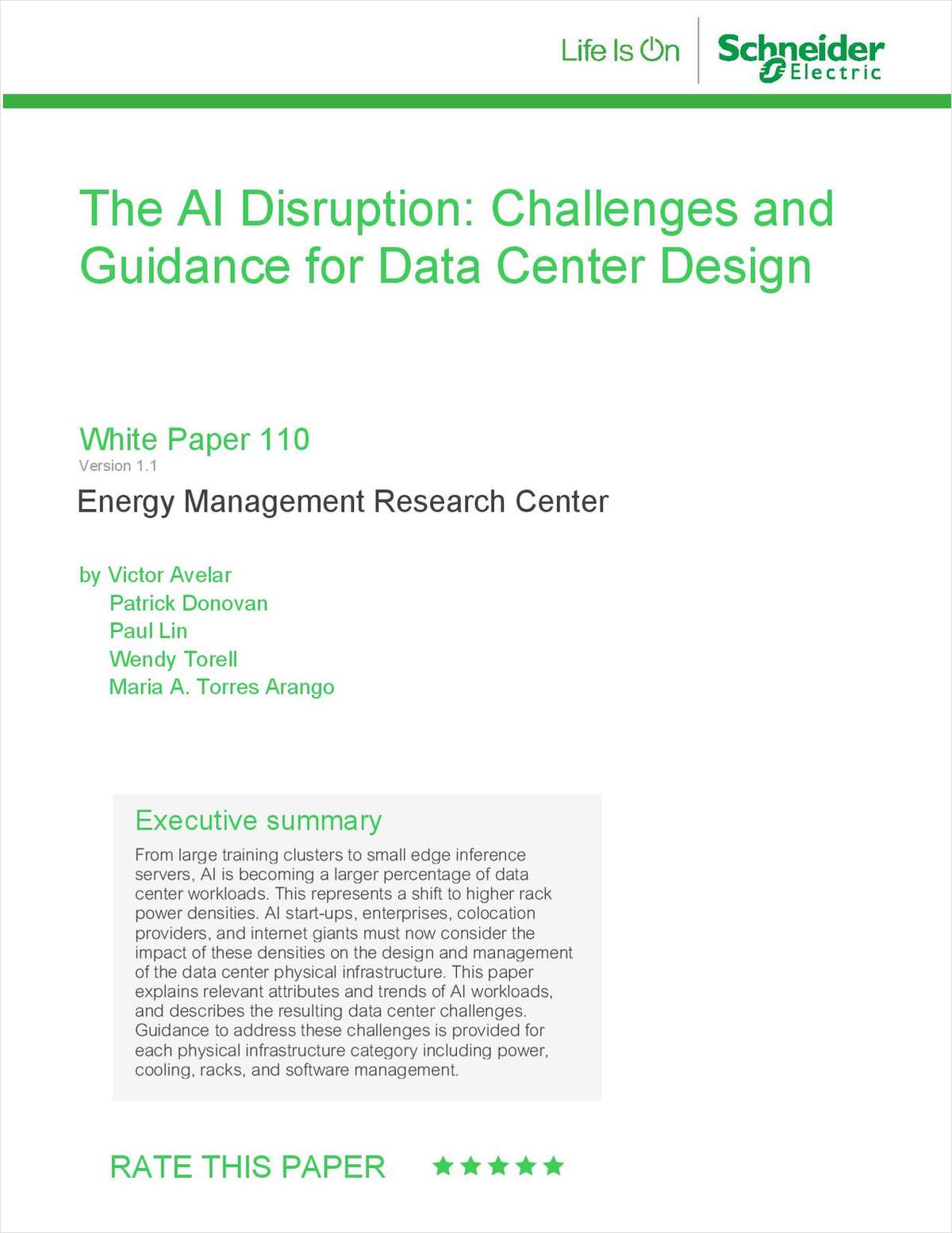 The AI Disruption: Challenges and Guidance for Data Center Design