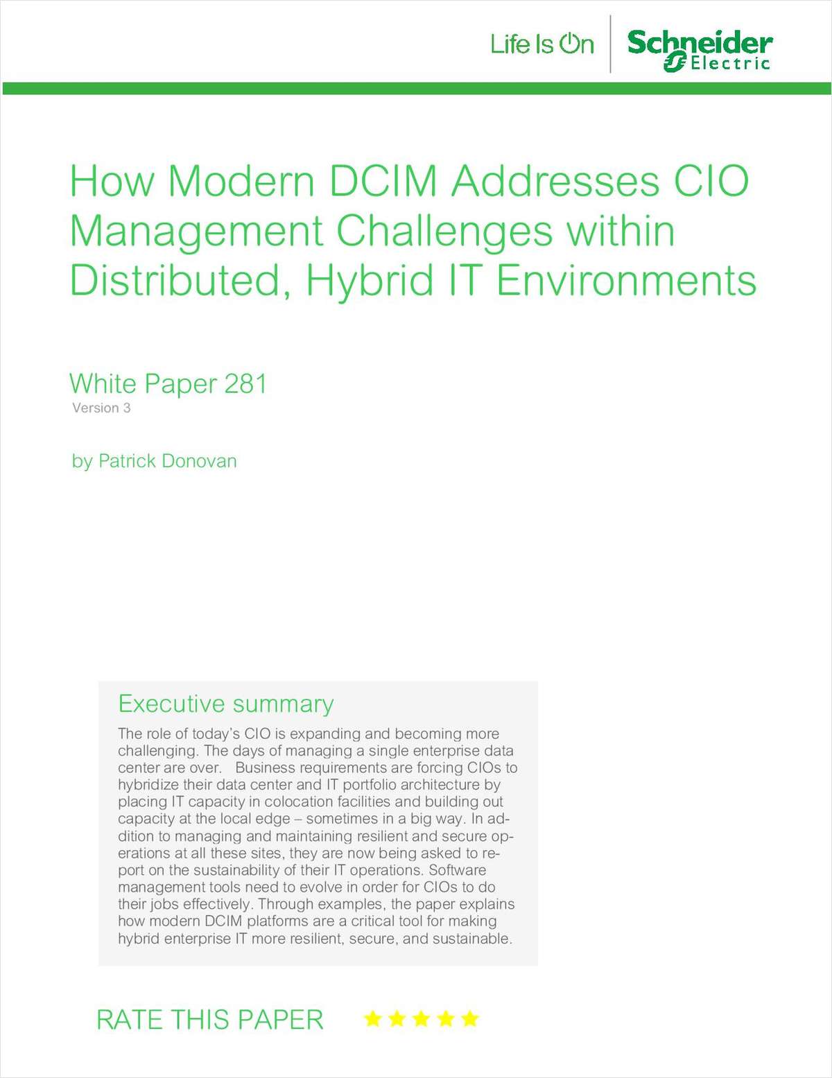 How Modern DCIM Addresses CIO Management Challenges within Distributed Hybrid IT Environments