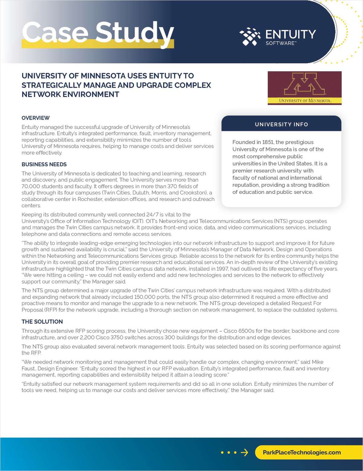 University of Minnesota Uses Entuity to Strategically Manage and Upgrade Complex Network Environment