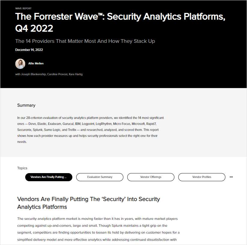 Elastic named a Leader in The Forrester Wave™: Security Analytics Platforms, Q4 2022