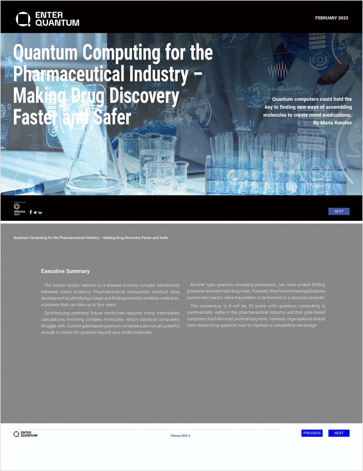 Quantum Computing for the Pharmaceutical Industry