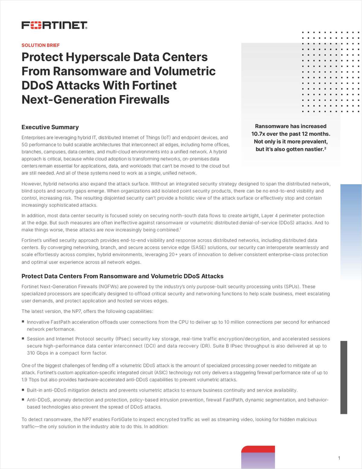 Protect Hyperscale Data Centers from Ransomware and Volumetric DDoS Attacks
