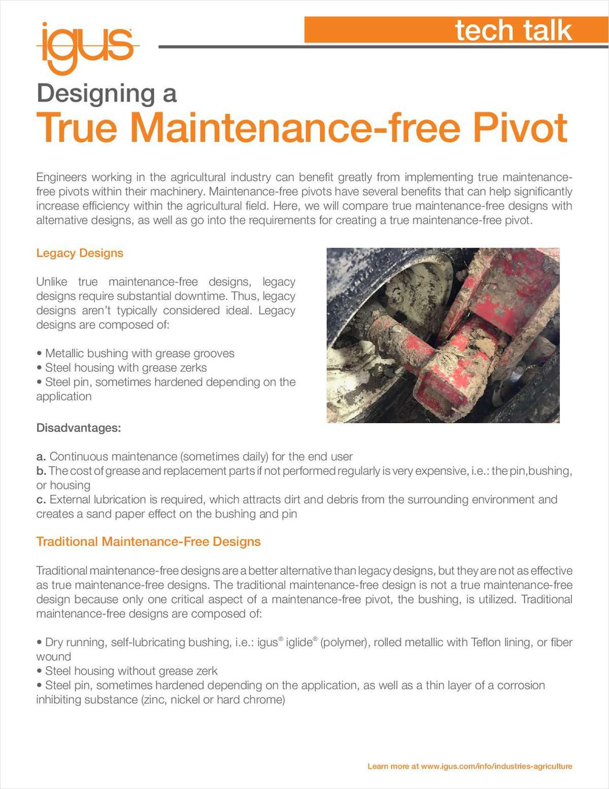 Designing a true maintenance-free pivot