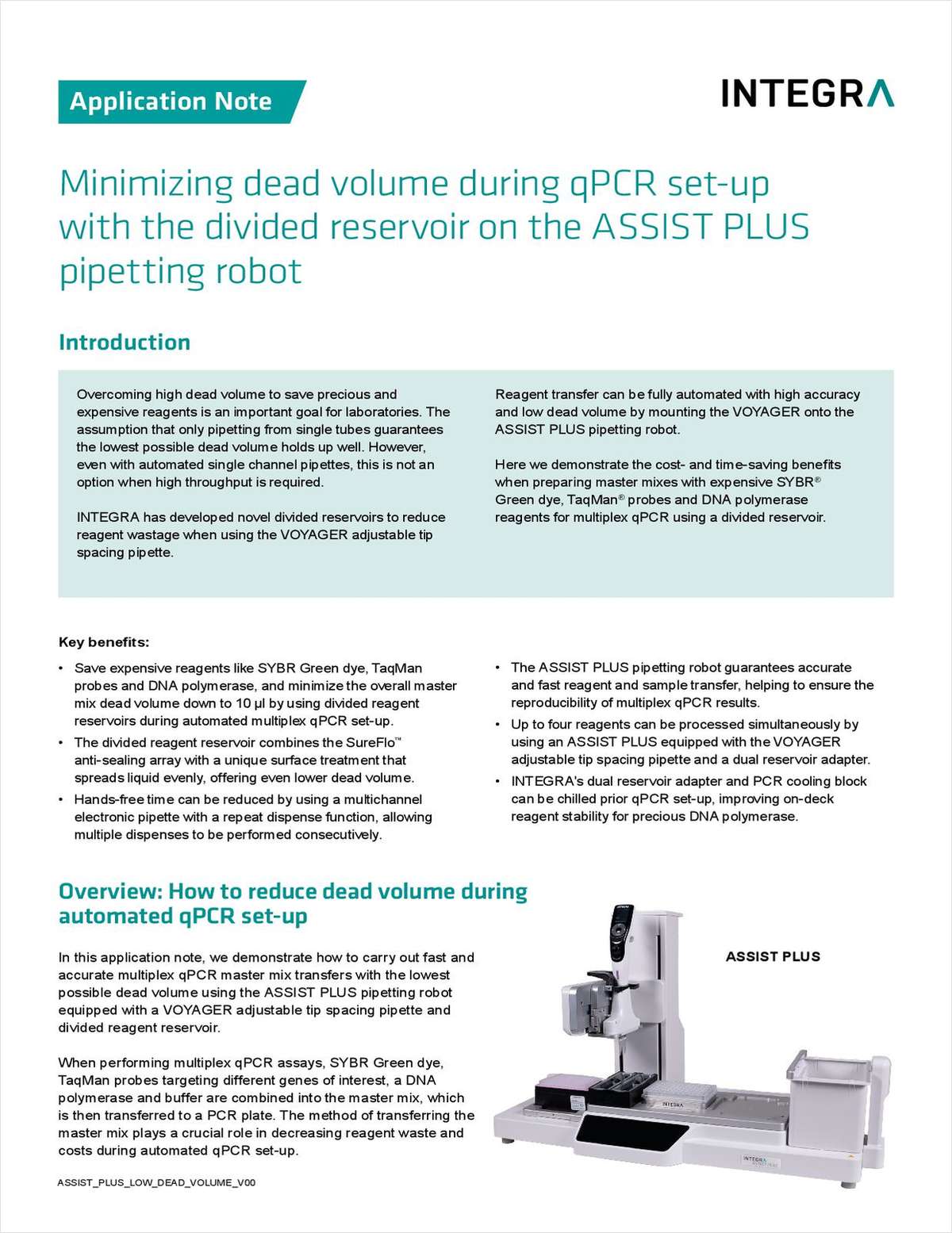Minimizing Dead Volume During qPCR Setup with the Divided Reservoir on the Assist Plus Pipetting Robot