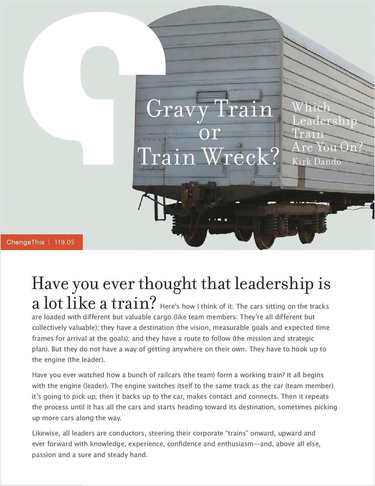 Gravy Train or Train Wreck? Which Leadership Train Are You On?
