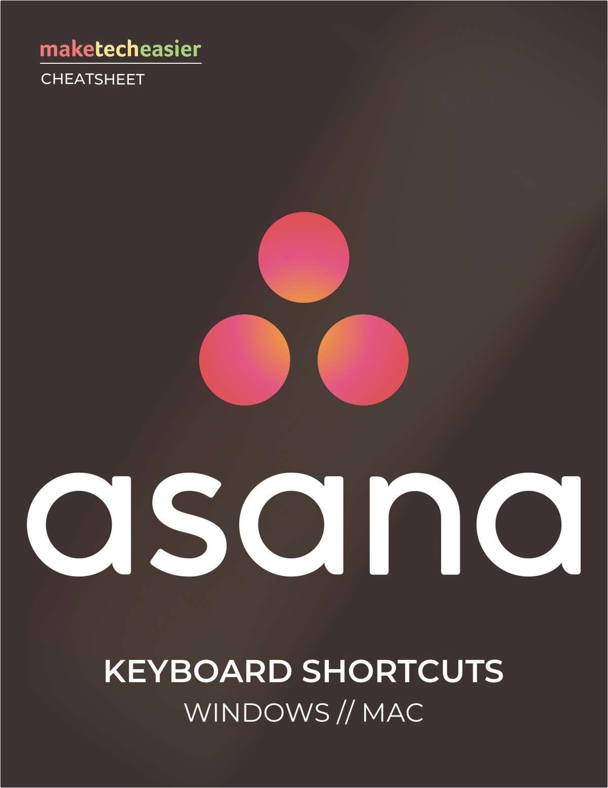 Asana Keyboard Shortcuts Cheat sheet
