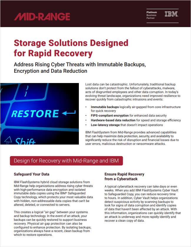 Storage Solutions Designed for Rapid Recovery