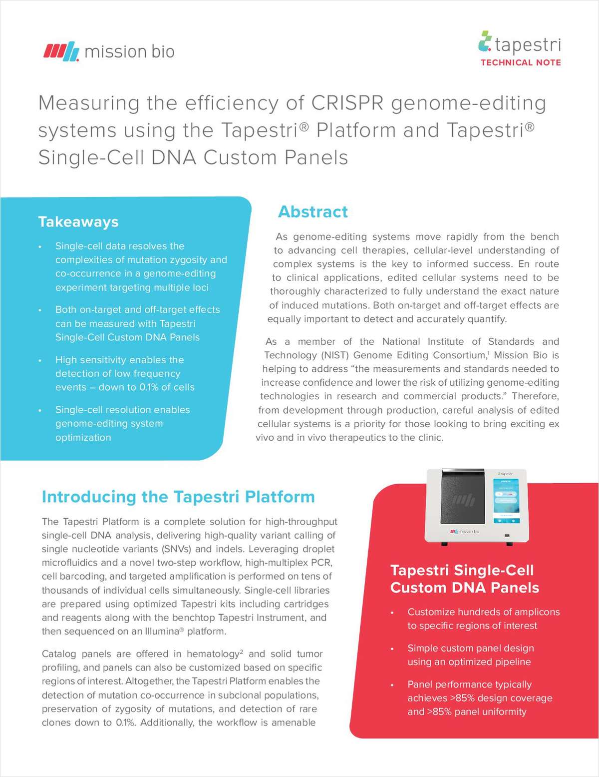 Measuring the Efficiency of CRISPR Genome Editing Systems Using the Tapestri Platform and Tapestri Single-Cell DNA Custom Panels