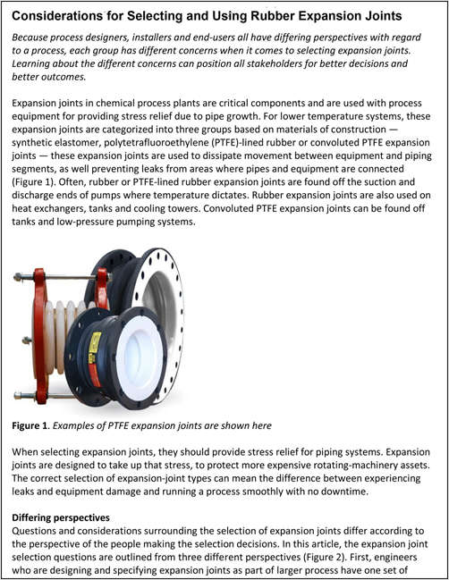 Considerations for Selecting and Using Rubber Expansion Joints