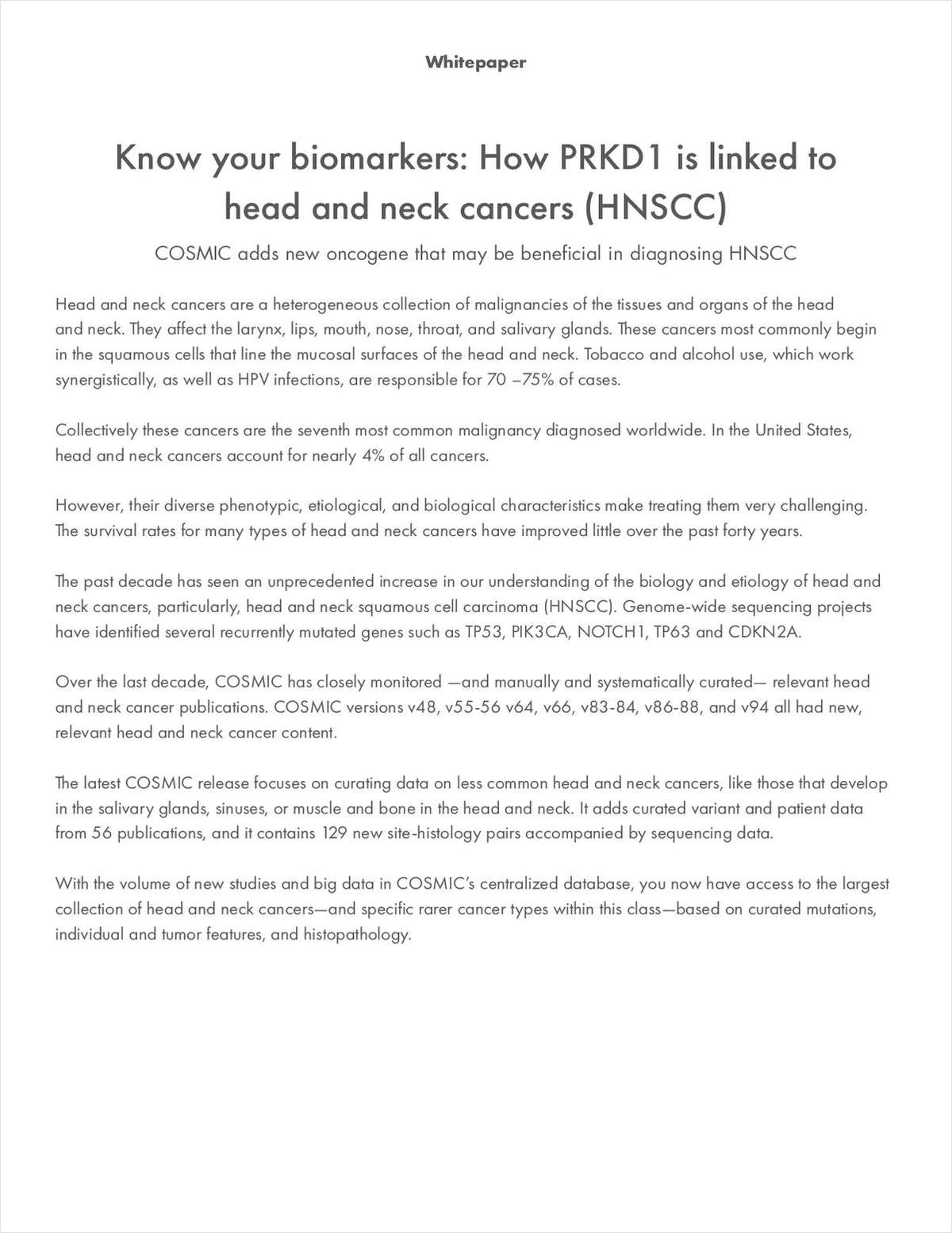Know Your Biomarkers: How PRKD1 is Linked to Head and Neck Squamous Cell Carcinoma (HNSCC)