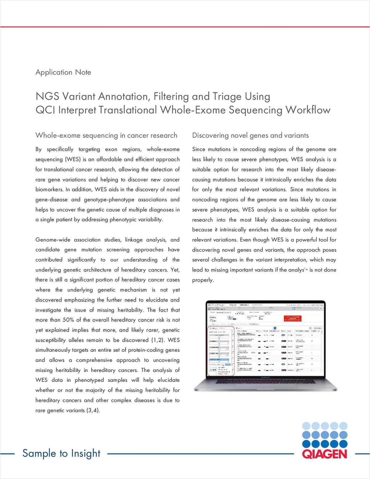 NGS Variant Annotation, Filtering, and Triage Using QCI Interpret Translational Whole-Exome Sequencing Workflow
