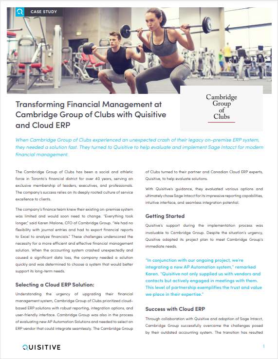 From Crisis to Confidence: Cambridge Group of Clubs Transforms Its Financial Management with Quisitive & Sage Intacct