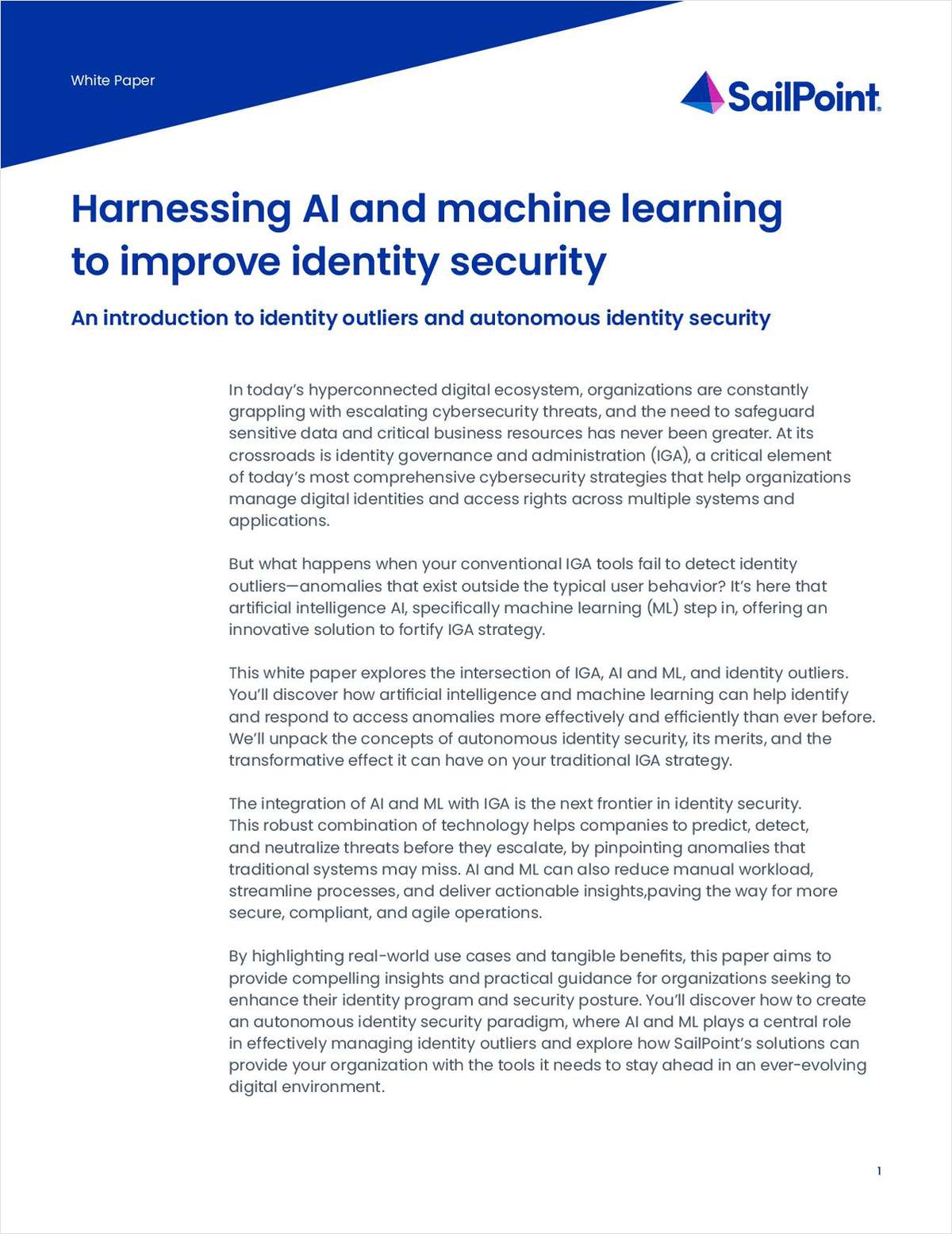 Improving Identity Security by Harnessing Artificial Intelligence & Machine Learning