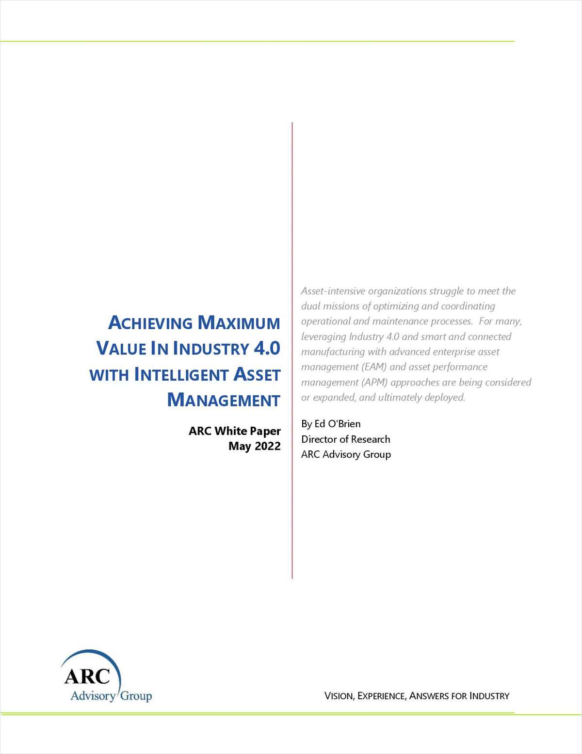 Achieving Maximum Value in Industry 4.0 with Intelligent Asset Management