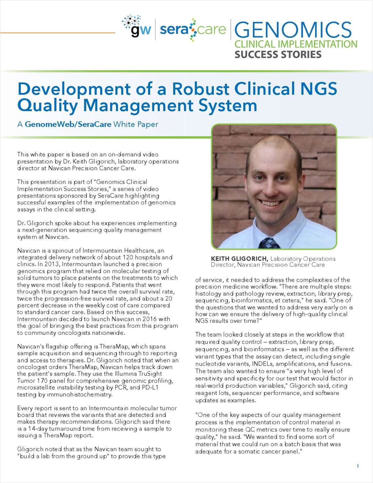 Genomics Clinical Implementation Success Stories: Development of a Robust Clinical NGS Quality Management System White Paper