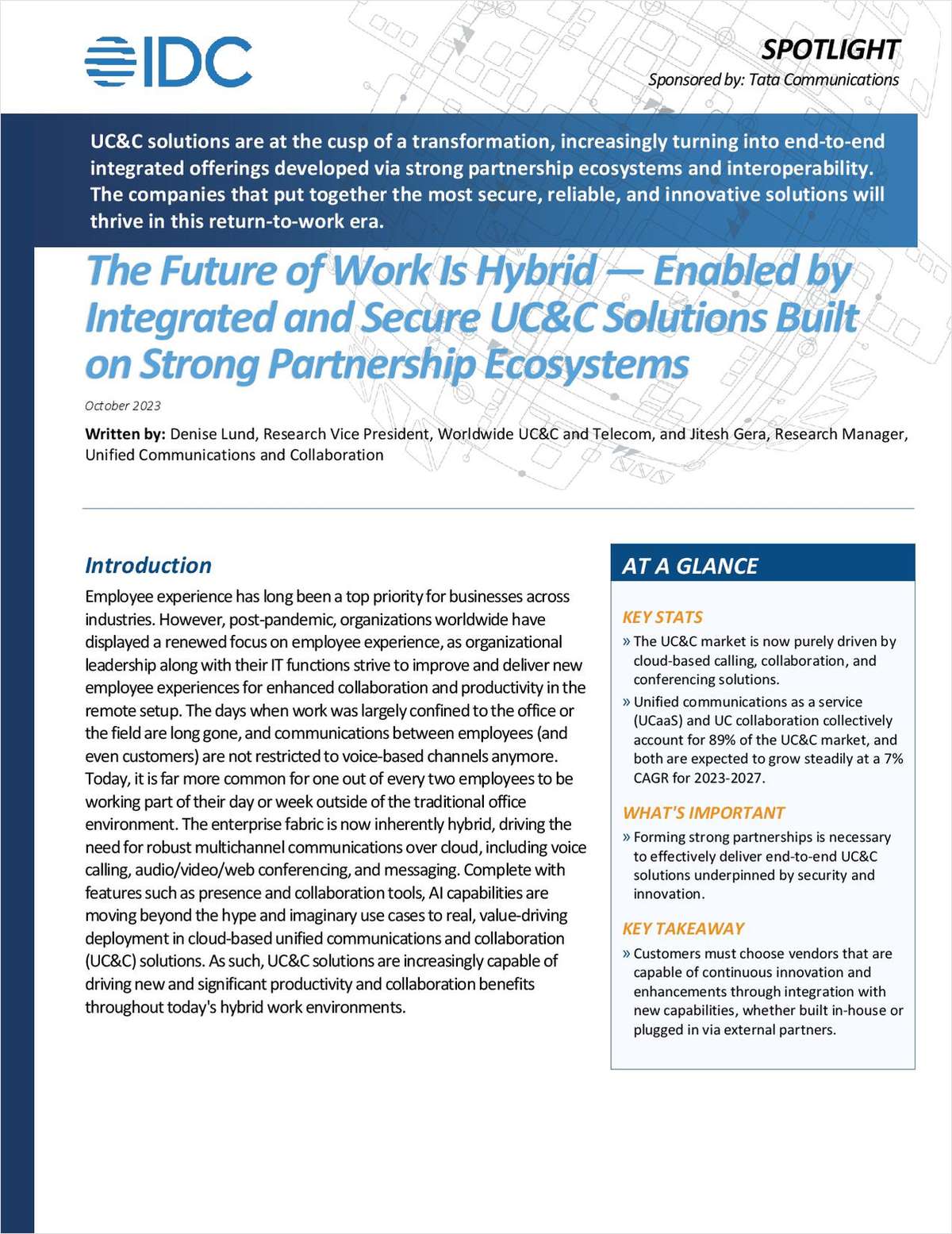 IDC Spotlight: The Future of Work Is Hybrid Enabled by Integrated and Secure UC&C Solutions Built on Strong Partnership Ecosystems