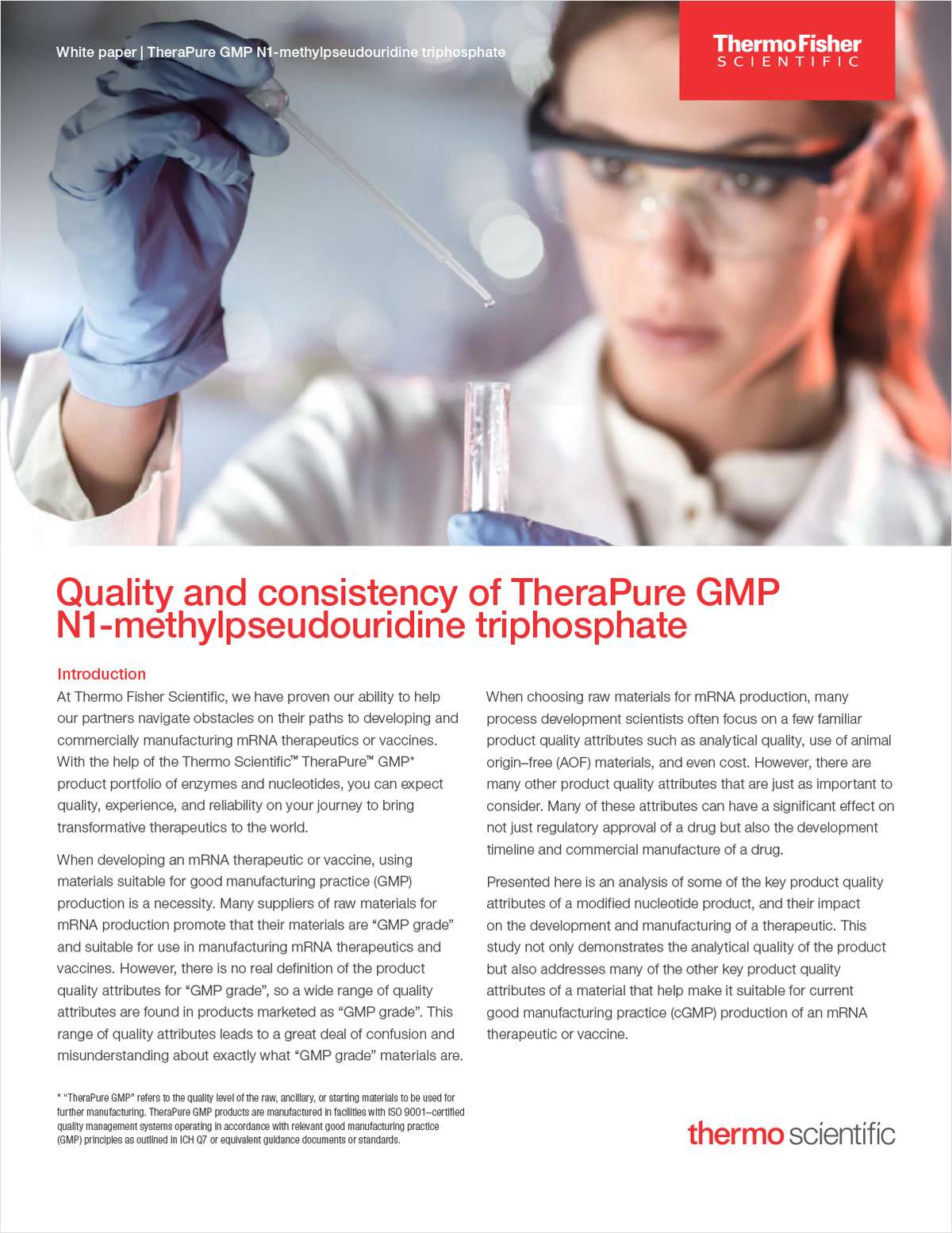 Quality and consistency of TheraPure GMP N1-methylpseudouridine triphosphate