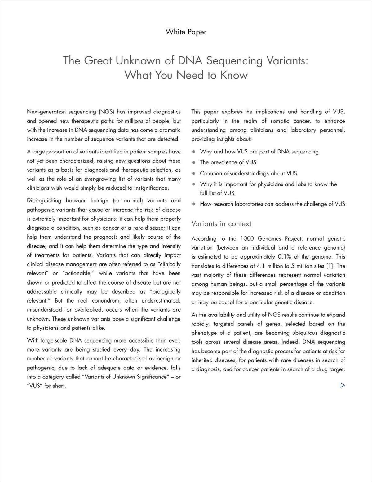 The Great Unknown of DNA Sequencing Variants: What You Need to Know